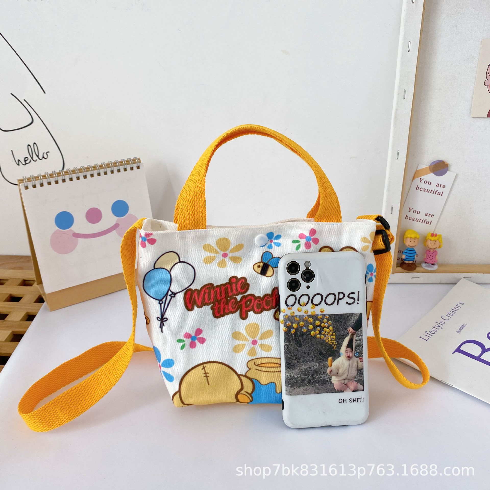 Cartoon Cute Canvas Shoulder Bag Portable Lunch Box Bag Coolomi Gemini Crossbody Backpack Casual Handbag