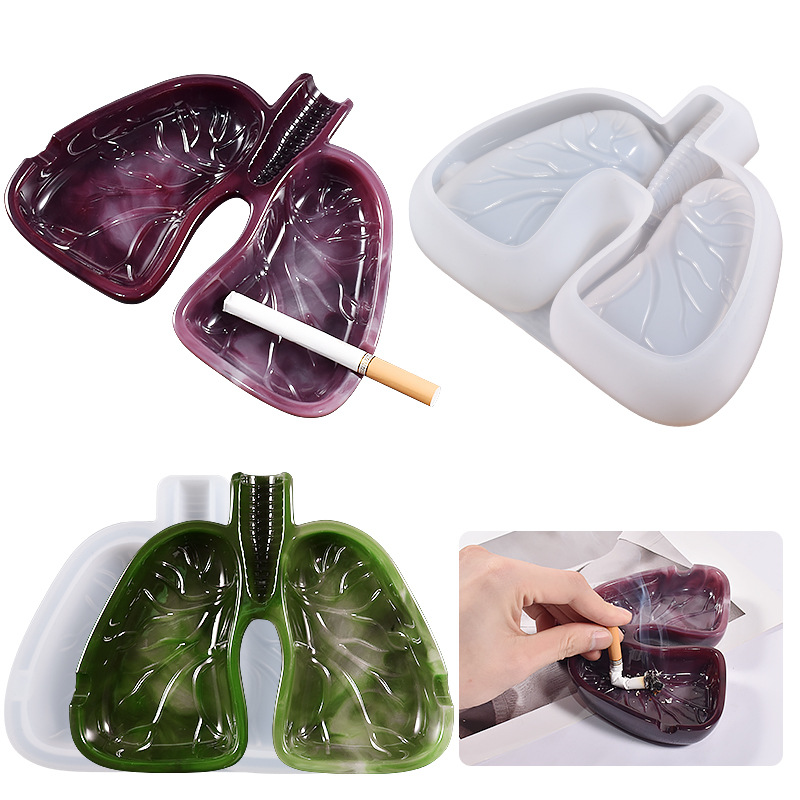 Crystal Glue DIY Resin Mirror Grinding Tool Lung Modeling Ashtray Storage Box Silicone Mold