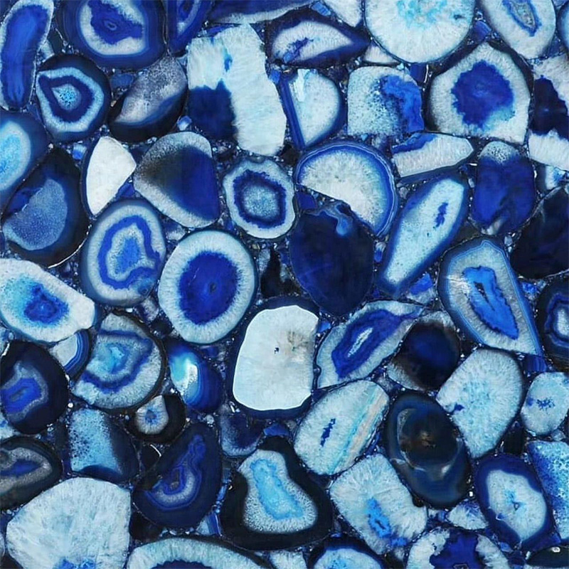 定制蓝色玛瑙石艺术板 js灯片蓝色透光石橱窗背景 水晶天然透光板