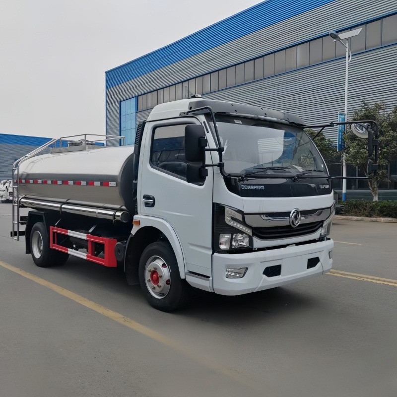 出口哈萨克斯坦东风5方鲜奶运输车食用级不锈钢液体罐式 出口中亚-阿