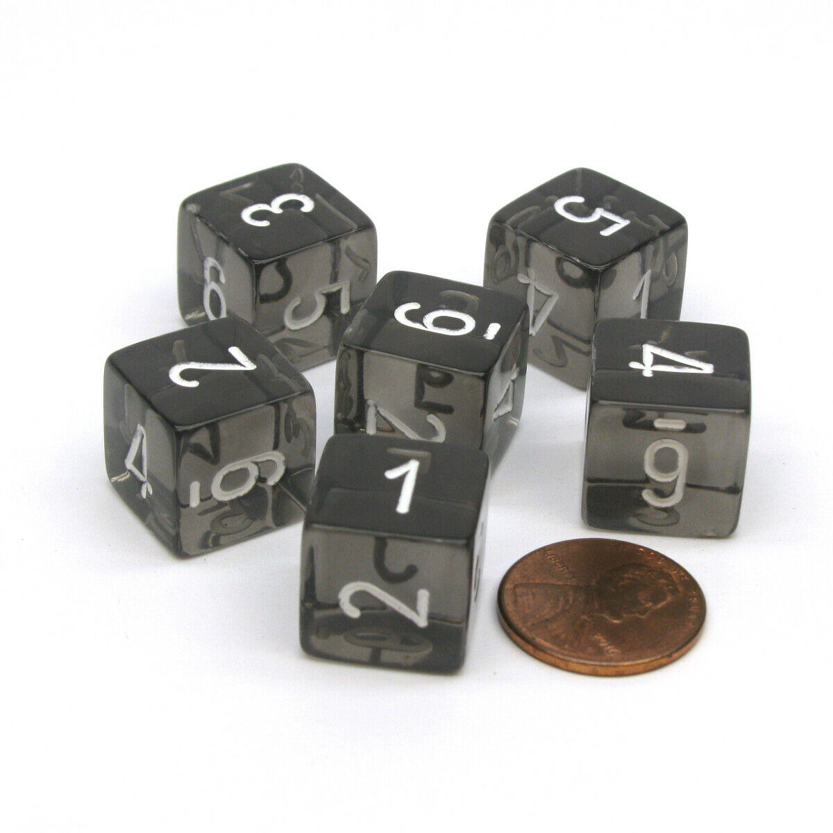d6龙与地下城(d&d)6面数字万智牌道具骰子16mm数字1-6骰子 透明黑