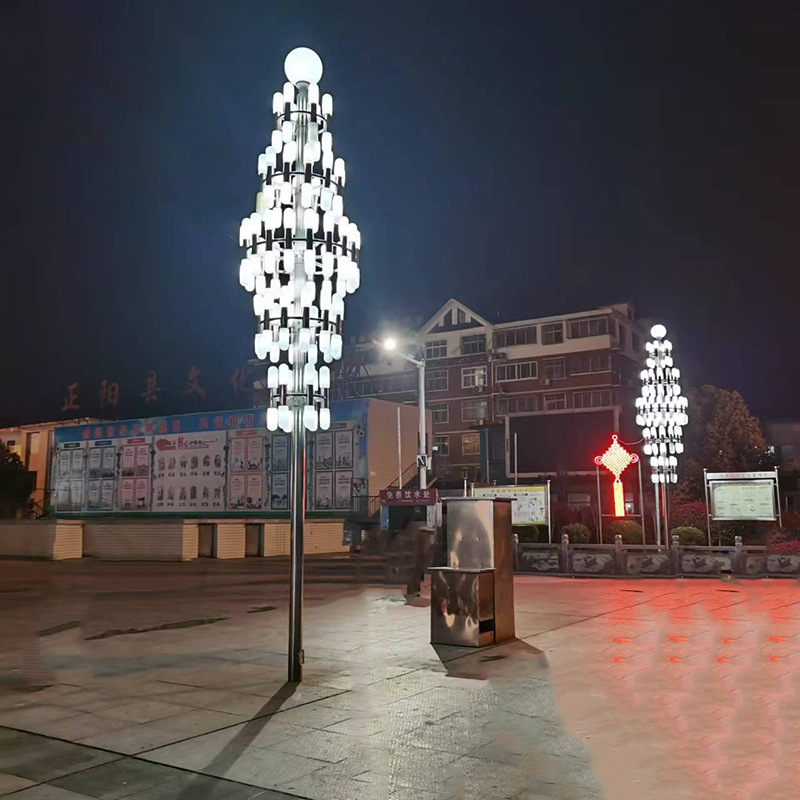 特色6米大型不锈钢景观灯工业园大门口景观灯柱LED广场景观路灯
