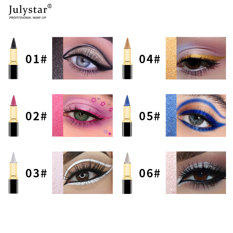 Julystar Rich Colorful Natural Waterproof Creamy Eyeliner Pen Good Color Quick-Drying Chi Long Moisturizing Creamy Eyeliner