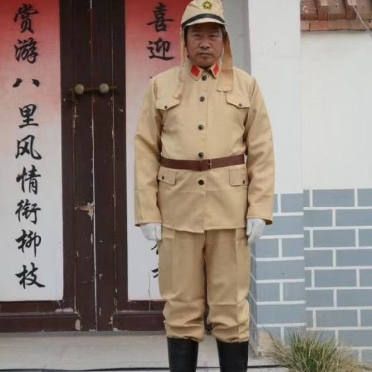 成人儿童农民村姑日本服装老百姓服民兵游击队士兵衣服舞台演出服