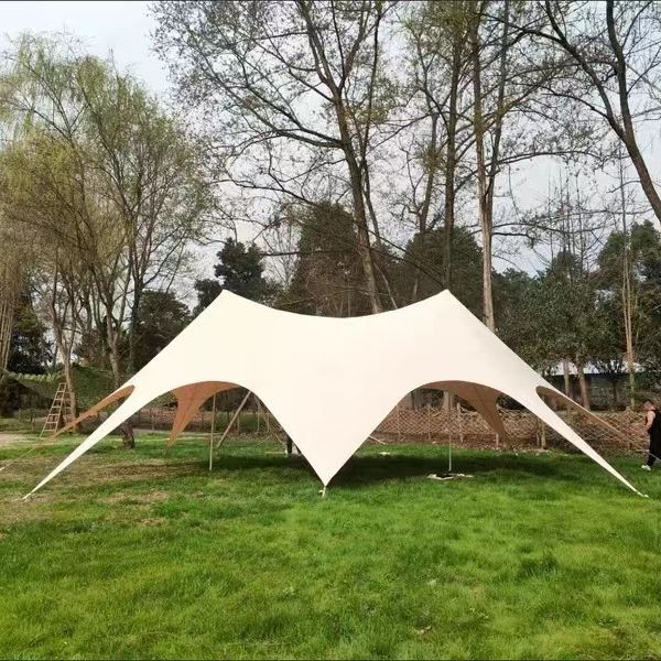 outdoor double peak lotus cloud top canopy tent super large hump camp rainproof and sun protection base tent