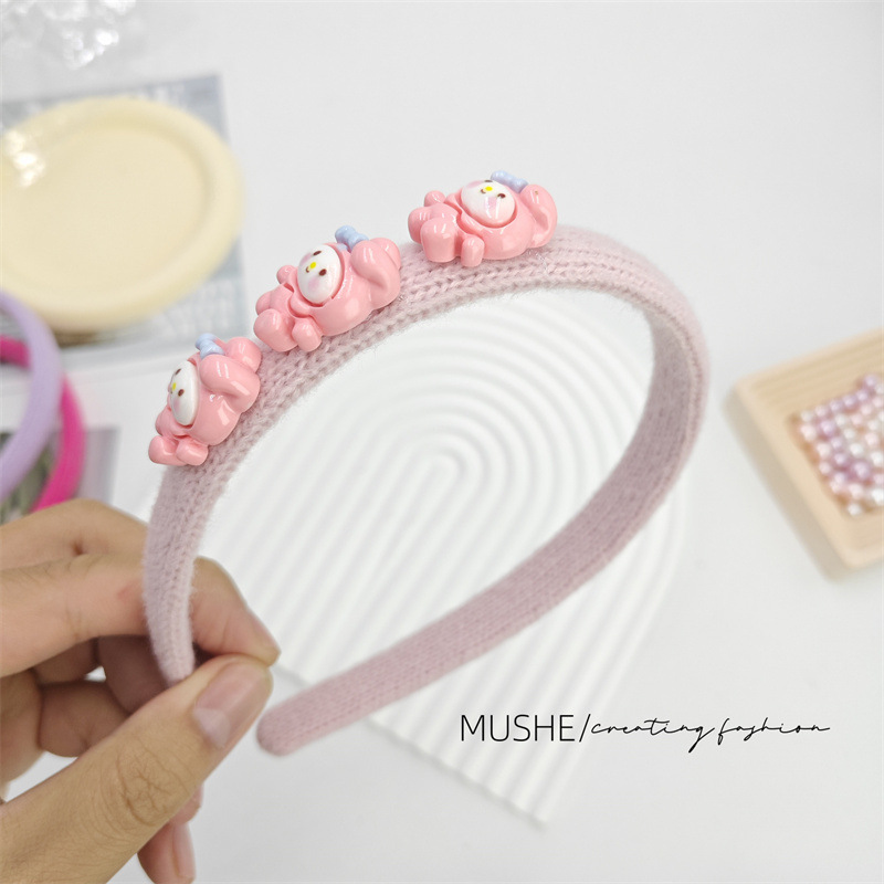 Autumn and Winter Children's Knitted Cartoon Headband Girls Not-Too-Tight Cute Little Girl's Hair Pin Face Washing Bandeau Headband Hair Accessories