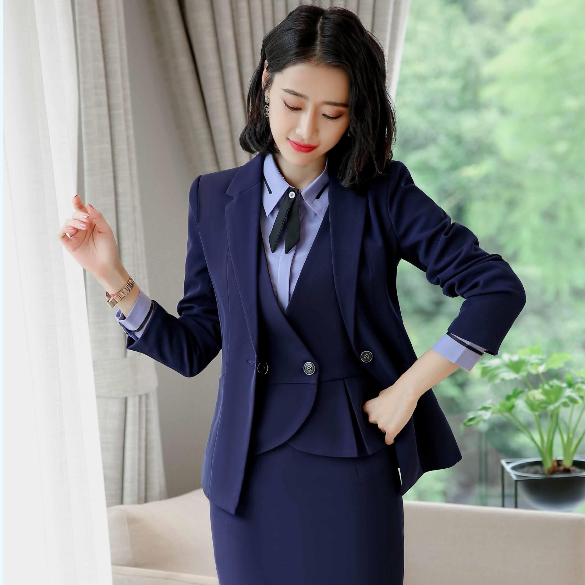 中国移动工作服装电信营业厅工装马甲保险公司职业装女装套装