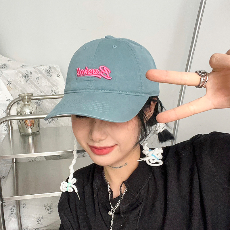 心动灰蓝色/春秋短发帽子显瘦情侣棒球帽女学生小头撞色鸭舌帽男