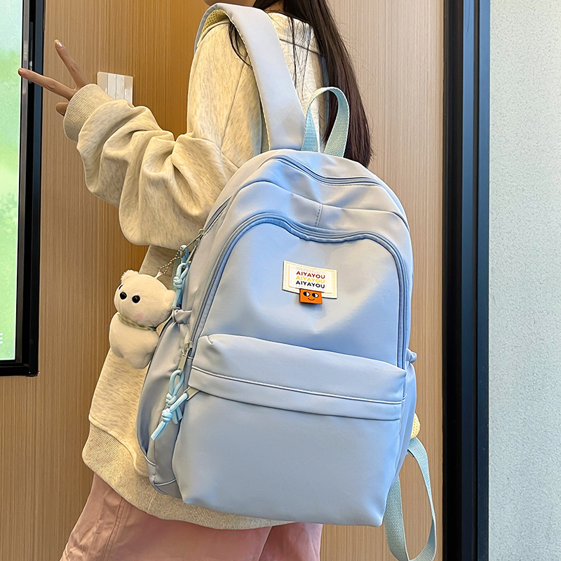 可爱ins日系学院风双肩包韩版时尚纯色大容量背包女大中学生书包
