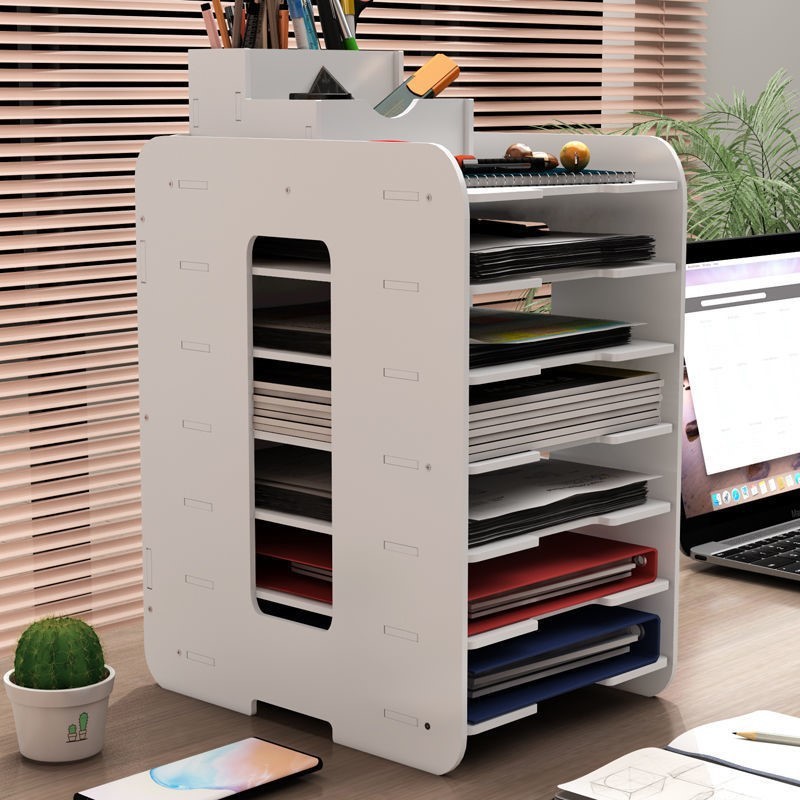 Wholesale File Box Stationery Multi-Layer Book Stand Storage Rack Office A4 Material Bookshelf Desktop Folder Storage Rack