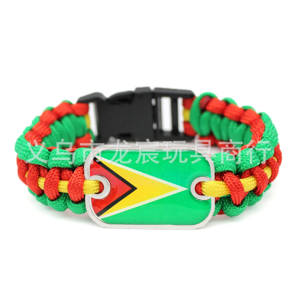 Supply Guiana National Flag Bracelet World National Flag Parachute Cord Woven Bracelet Outdoor Life-Saving Bracelet