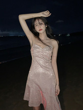 三亚海边度假泰国旅游穿搭女装拍照衣服超仙泰式小吊带沙滩连衣裙