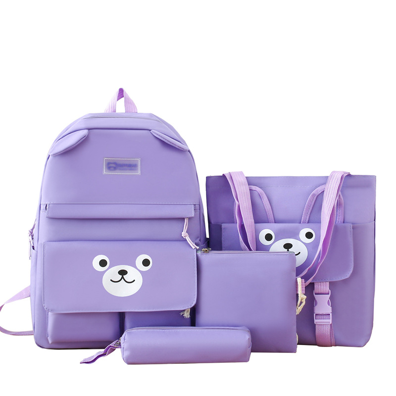 Large Capacity Bear Junior High School High School and College Student Schoolbag Preppy Style Backpack Cartoon Casual Backpack Student Schoolbag