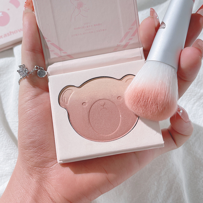 Kakashow Cute Bear Gradient Blush Repair Makeup Palette Natural Nude Makeup Daily White Matte Thin and Glittering Rouge