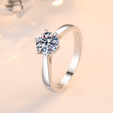 d色莫桑石戒指1克拉纯银情侣对戒男女一对钻石求婚结婚钻戒刻字潮