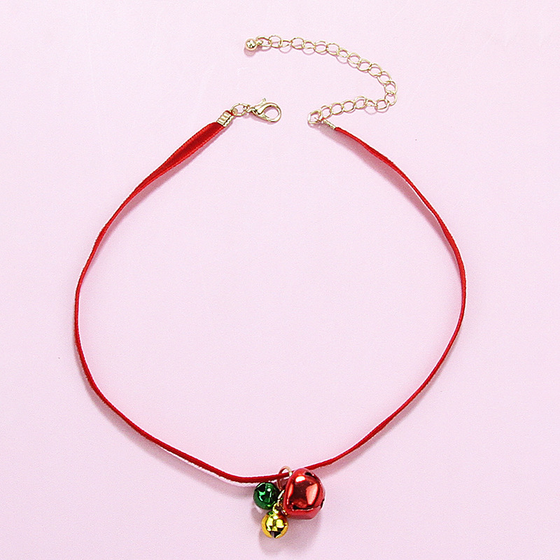 经典复古节日风项圈 红色绒带多色铃铛项圈 甜美可爱圣诞项圈