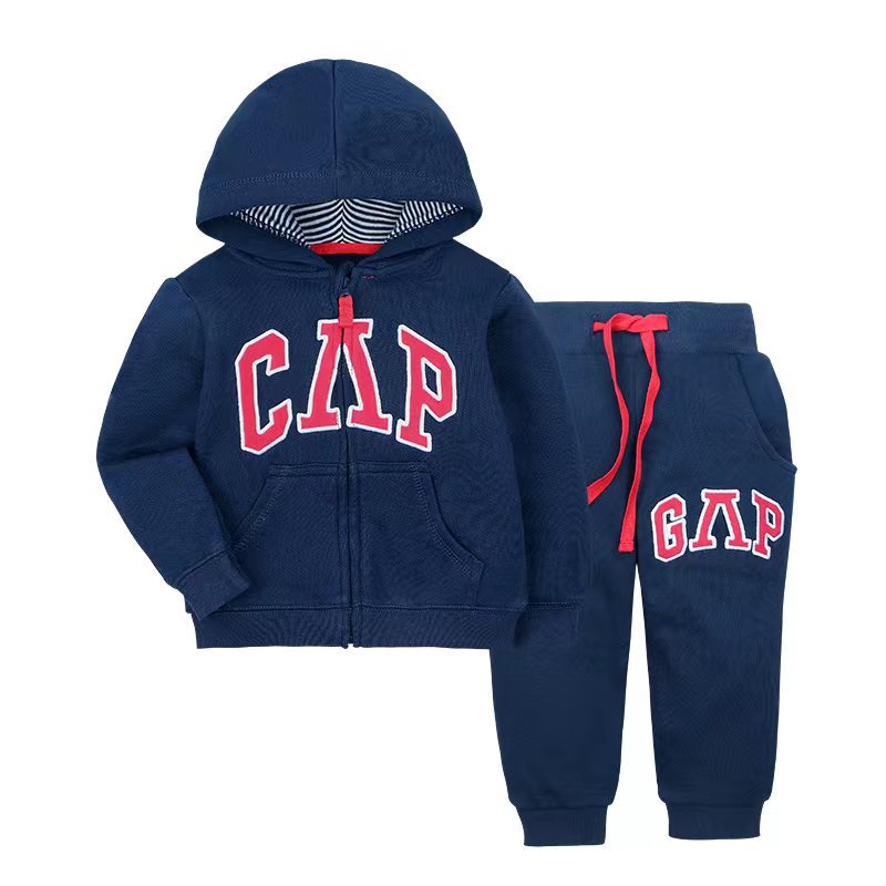 Factory Foreign Trade Children's Wear European and American Autumn Children's Sweater Zipper Two-Piece Baby Clothes Long-Sleeved Jacket Trousers