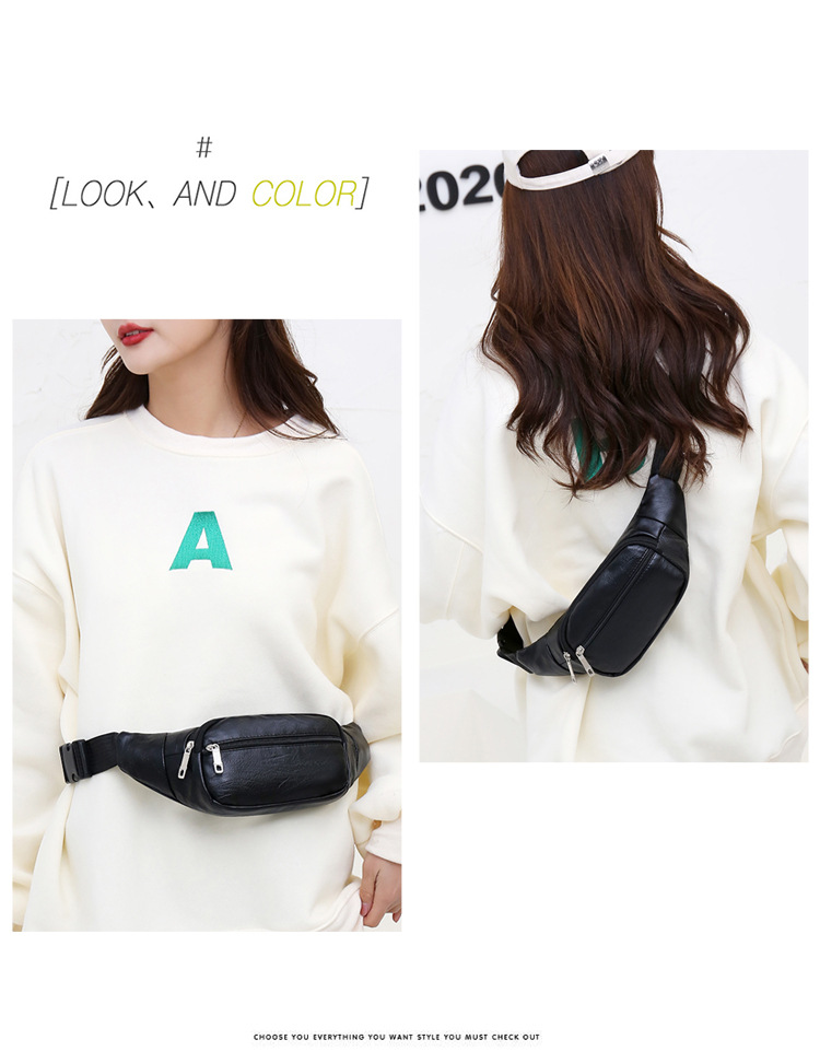 实力工厂自销腰包批发女士斜挎包pu手机腰间包时尚胸包贴身跑步包