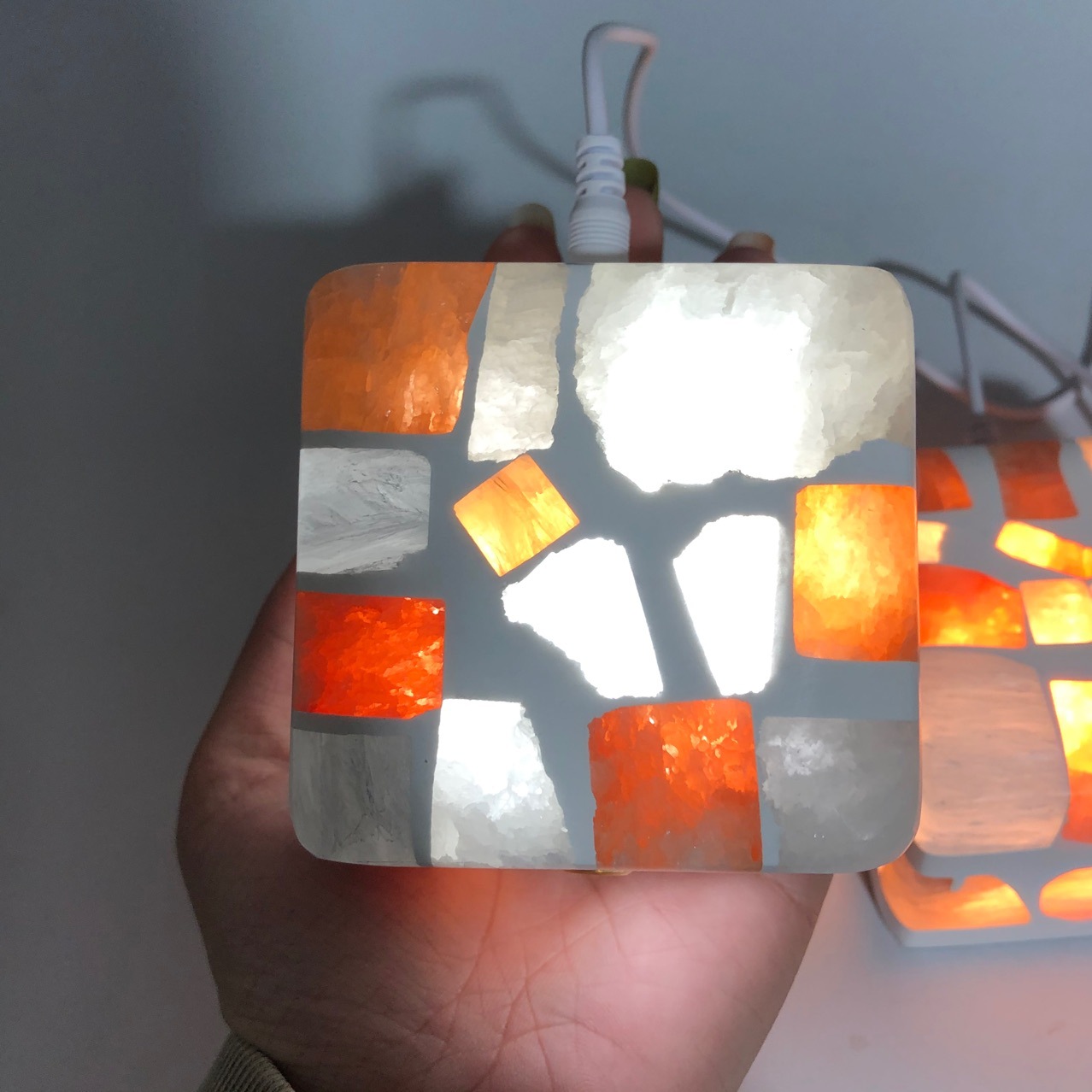Natural Crystal Broken Light Cube Sugar Ore Charging Plug-in Night Light Touch Dimming Bedroom Bedside Lamp