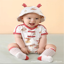 巴厘小猪夏季纯棉薄款连体衣时尚短袖爬服婴幼儿宝宝哈衣批发货源