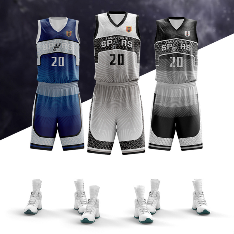 篮球服套装男大学生印制号码队徽队服篮球球衣nba马刺比赛训练服