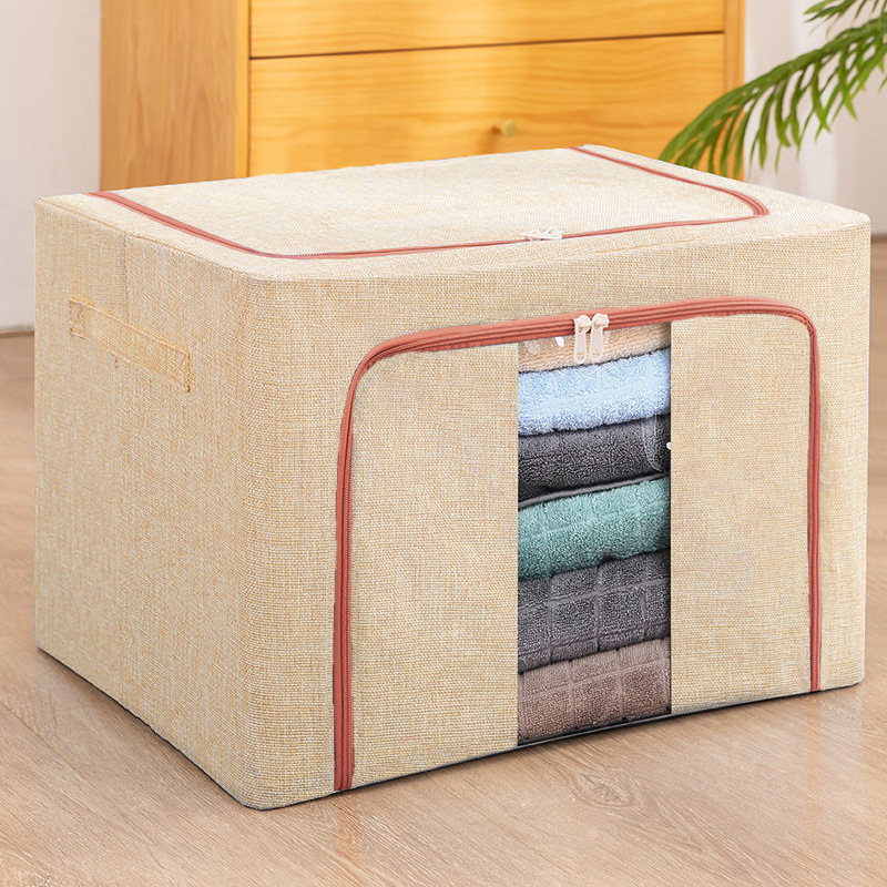 Cotton and Linen Cloth Storage Box Waterproof Moisture-Proof Clothes Quilt Sorting Box for Collection Foldable Wardrobe Storage Box Wholesale