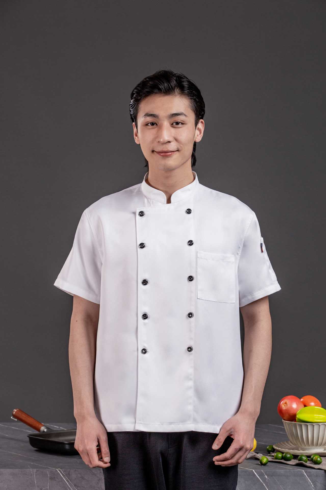 酒店员工工作服餐饮快餐店厨工外套厨师服上衣夏季厂服劳保批发