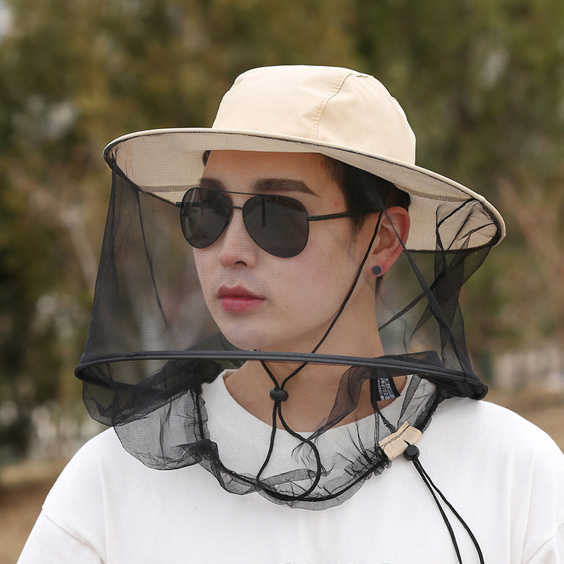 新款夏季钓鱼防蚊虫帽渔夫帽防蜂披肩防晒遮阳防风网眼帽子面罩