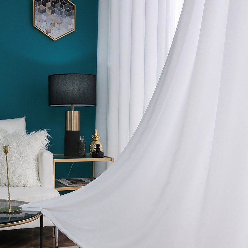 白纱窗帘纱帘透光不透人雪纺纱遮光阳台飘窗卧室白沙沙帘白色窗纱