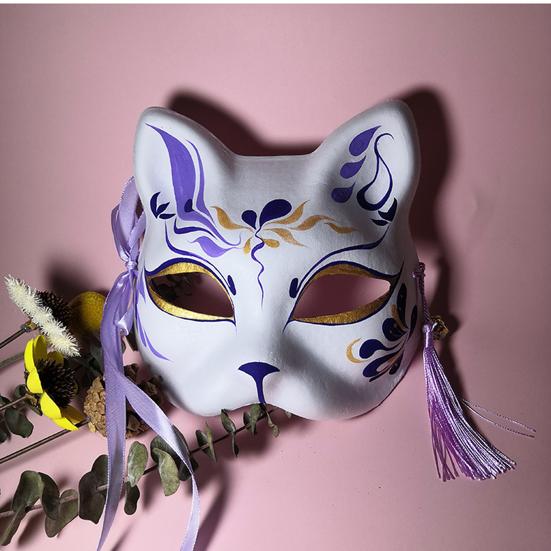 旅游景区汉服古风狐狸抖音同款二次元猫脸日式和风手绘面具cos