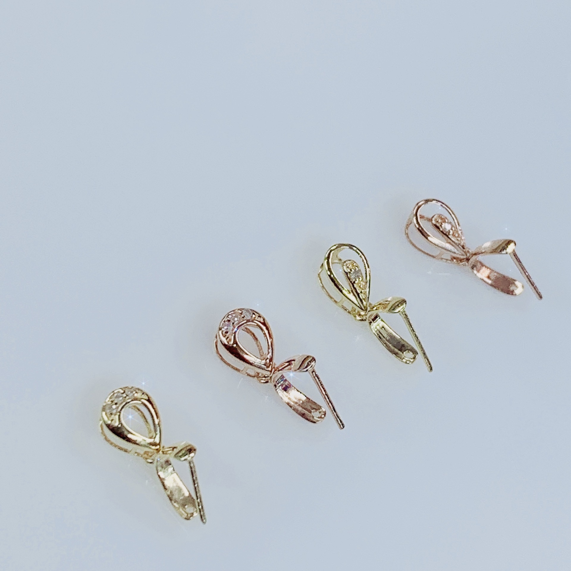 18k金吊坠扣头简约玉坠斜孔夹扣佛公翡翠黄金瓜子卡扣配件批发