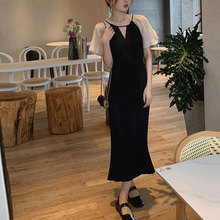 2024新款法式赫本风仙女小众设计长裙气质收腰显瘦黑色连衣裙子夏