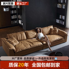 超深坐宽科技布沙发意式极简客厅小户型轻奢乳胶网红直排三人沙发