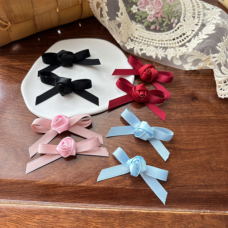 Princess Style Small Bowknot Barrettes Braided Roses Bang Clip Little Fairy Mori Style Hair Accessories