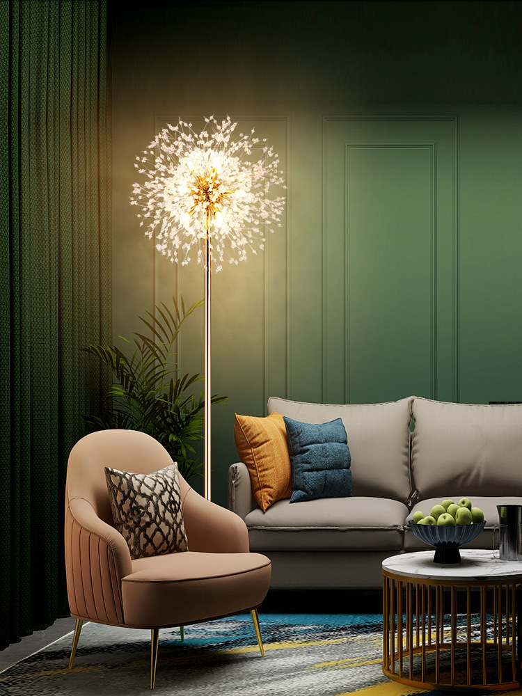 Dandelion Floor Lamp Living Room Bedroom Bedside Lamp Corner Nordic Creative Art Fireworks Light Luxury Crystal Lighting