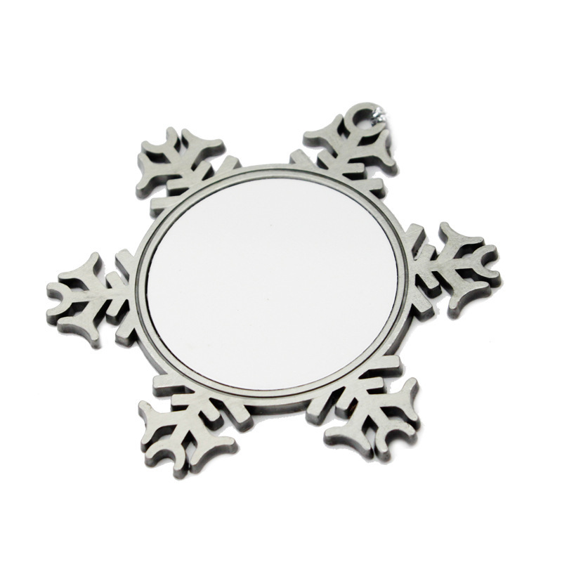 Thermal Transfer Printing Metal Snowflake Mirror Factory Direct Sales Metal Pendant Crafts Creative Small Pendant Snowflake Mirror