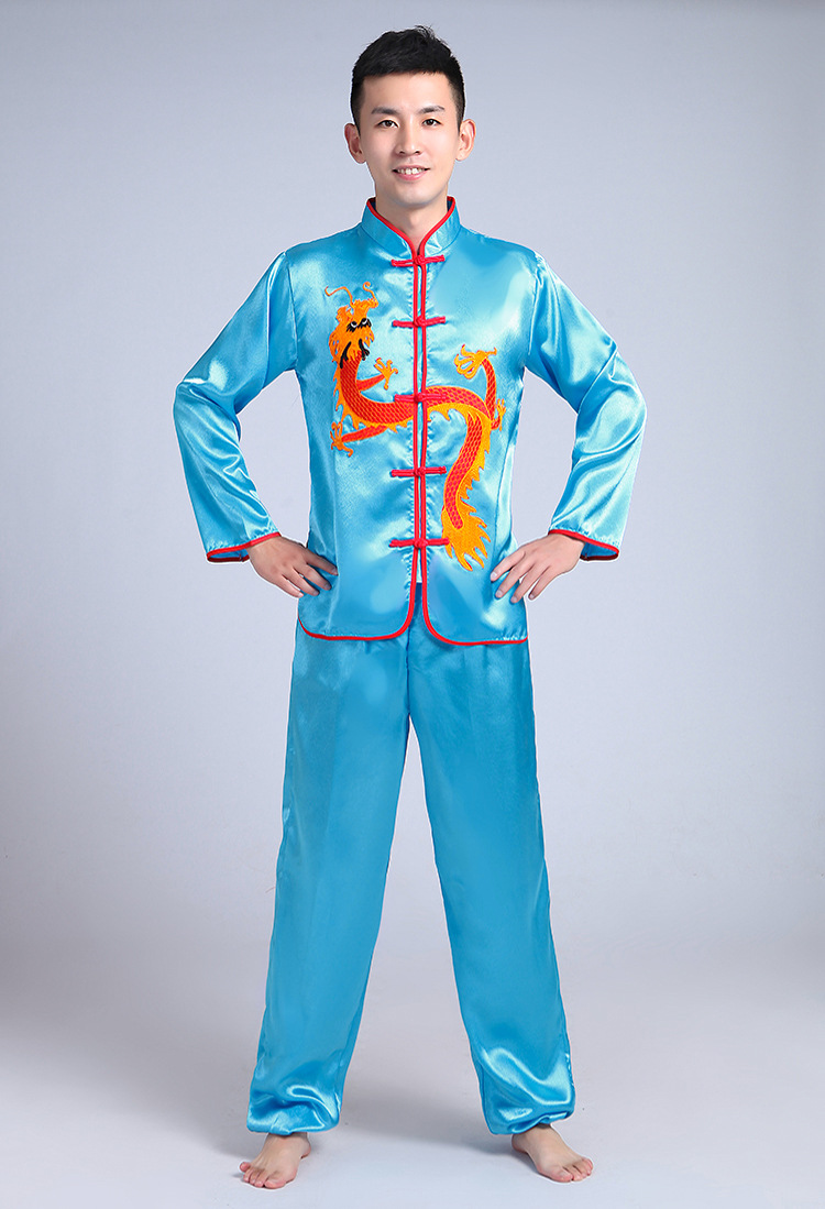 中老年秧歌服演出服男士成人2021新款锣鼓打鼓舞龙舞狮服装武术服