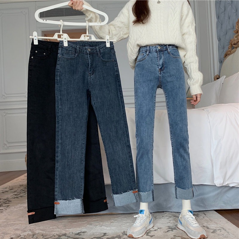 Denim Trousers for Women 2023 Summer New Korean Style High Waist Slimming and Wide Leg Mopping Jeans Foreign Trade Factory Wholesale