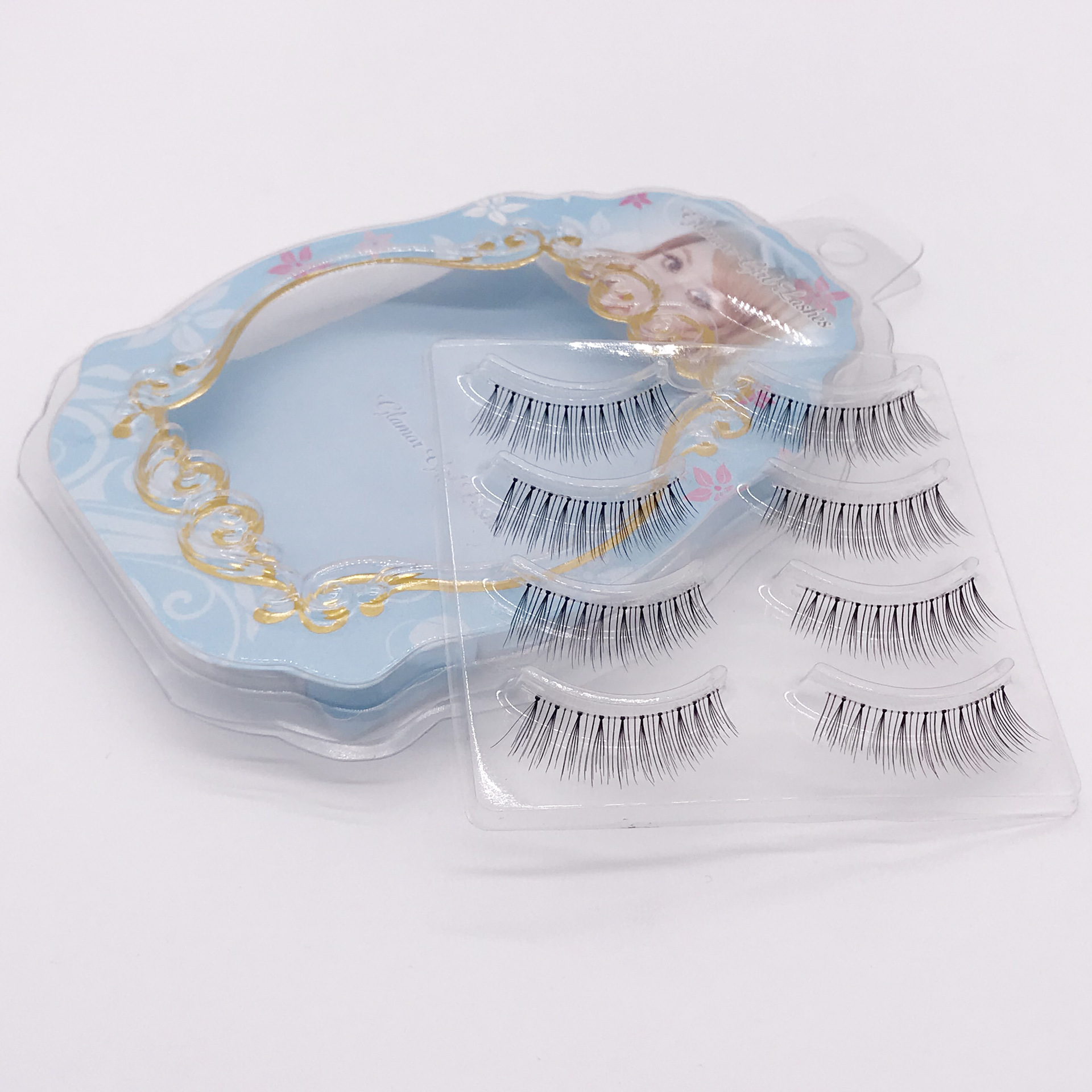 Japanese-Style and Internet-Famous Long Sheer Root Eyelash New Four Pairs of Nude Makeup Sharpened False Eyelashes