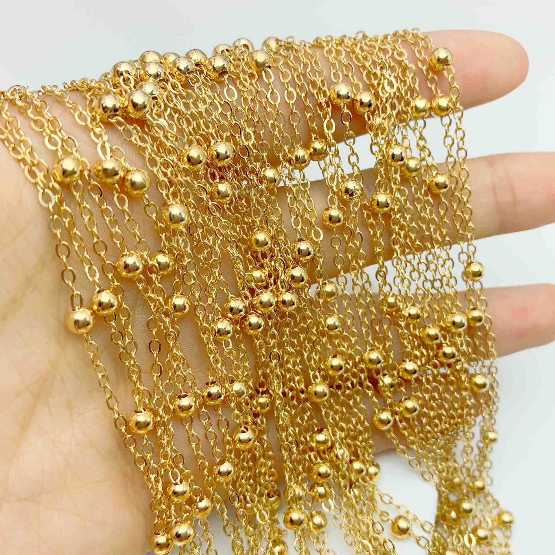 diy饰品配件串珠链 夹珠链尾链发饰饰品 100码整把 现货直销-阿里巴巴