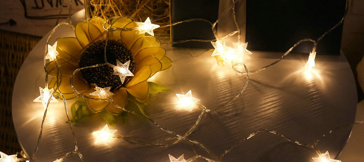 创意星星窗帘铜线塑料五角星闪灯 户外庭院装饰led霓彩彩灯串