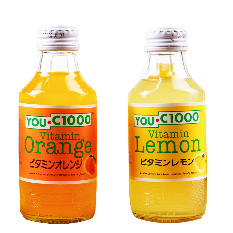 印尼进口you c1000优吸柠檬橙汁维生素果汁汽水碳酸饮料140ml/瓶
