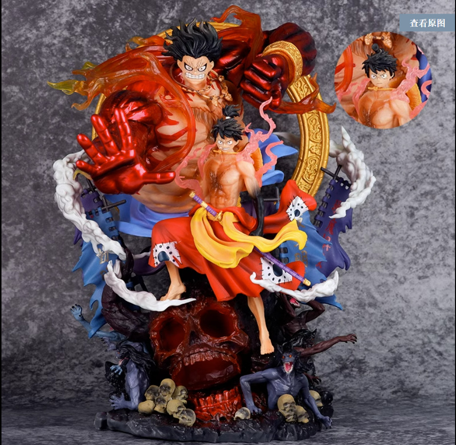 海贼王路飞不动明王手办大号 和之国流樱燃风路飞gk雕像盒装礼物