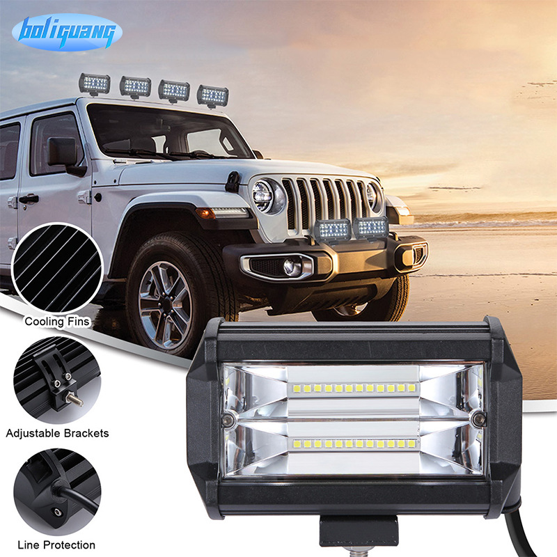 blg 汽车led工作灯5英寸三目款24led 72w两排长条射灯 越野车顶灯