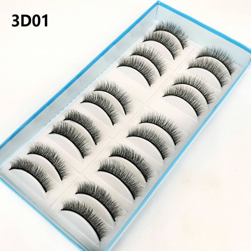 Cross-Border Supply 10 Pairs 3D Natural Three-Dimensional Realistic Eyelash Multi-Level Cross False Eyelashes Factory Wholesale