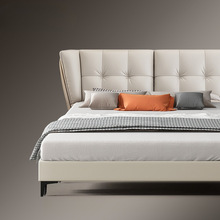 诗健明实木床头板软包现代简约落地床靠背板单买新款科技布床头