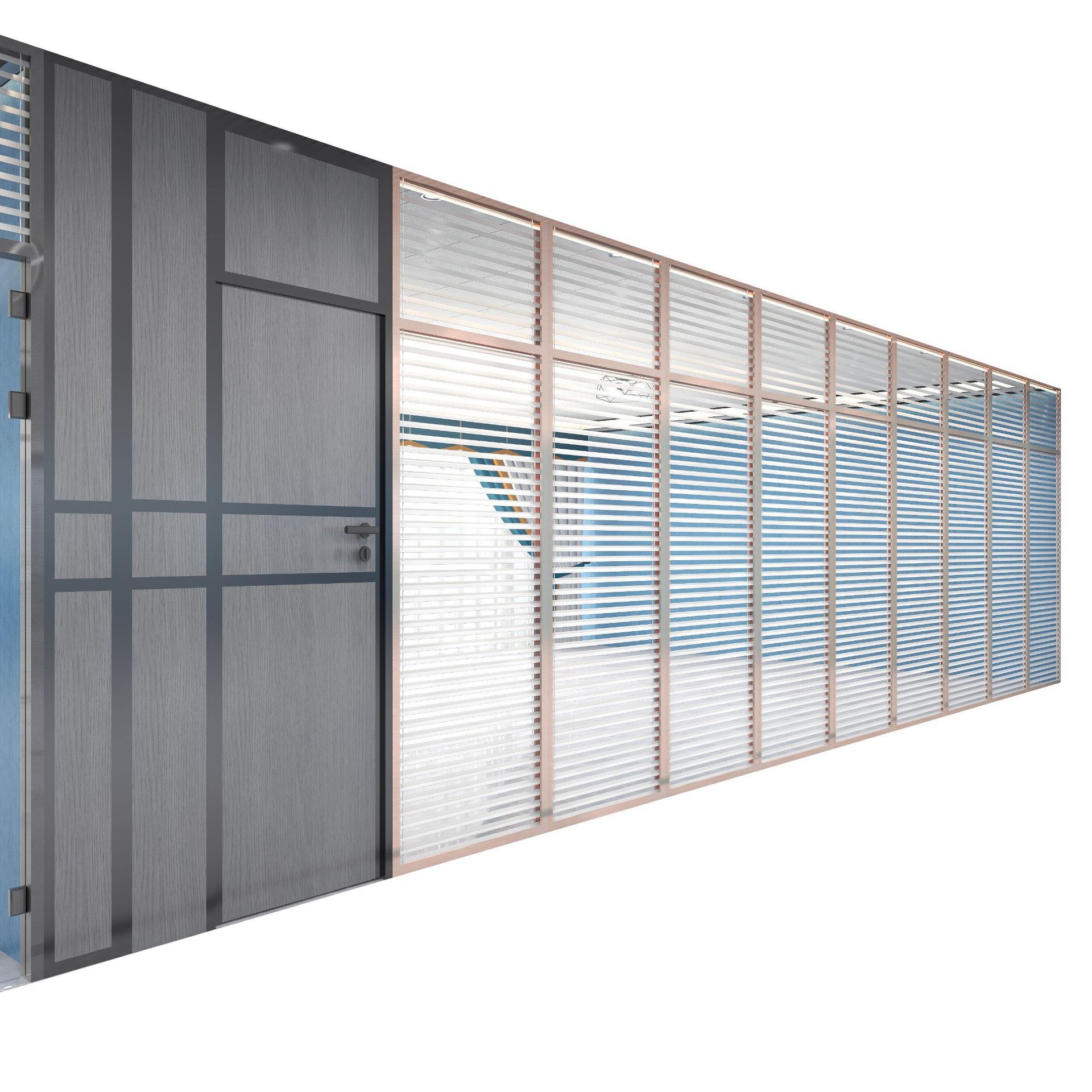 批发办公室玻璃隔断墙铝合金钢化玻璃全景双玻中空百叶内钢外铝高