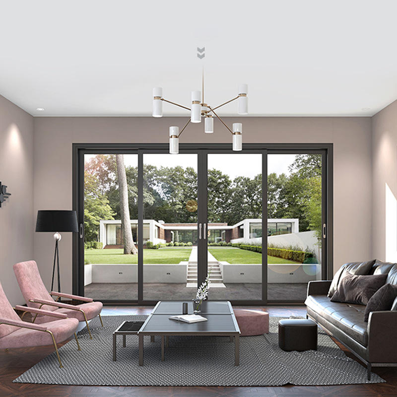 鼎拓门窗豪华高档重型3轨推拉门中空钢化玻璃门客厅铝合金门
