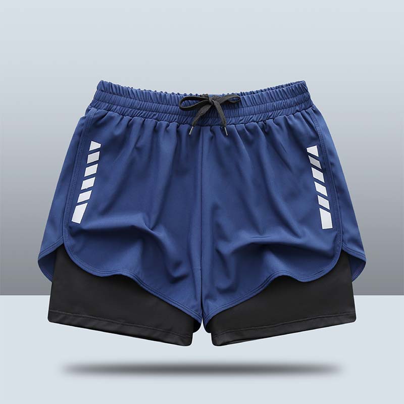 Men's Swimming Trunks Sports Double Layer Anti-Embarrassment Quick-Drying Breathable Boyshorts Swimsuit Beach Pants Three Points Running Pants