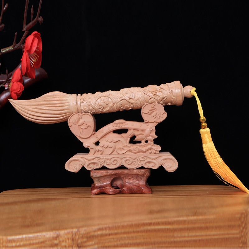 桃木细木棍手工雕刻 抓周道具,手工精雕木制品摆件